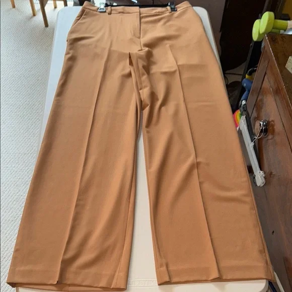 Calvin Klein Suit Luggage Brown Wide Leg High Rise Dress Pants - Picture 4 of 14